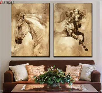 

CLSTROSE Direct Selling Cheap Price 2 Pcs Combinate Modern Horse Animal Oil Painting On Canvas Contemporary Prints Art Picture