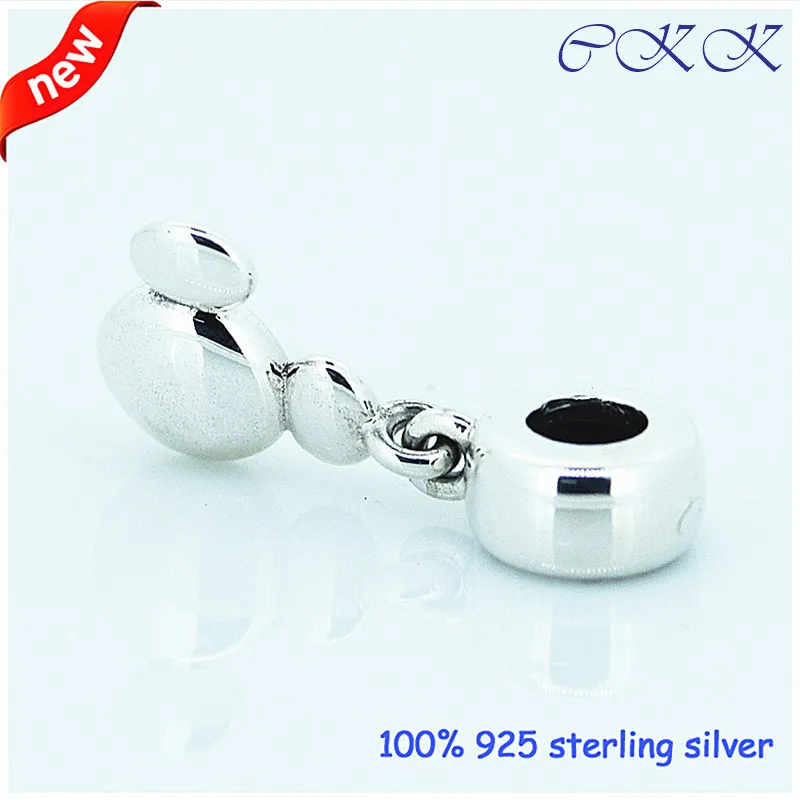 

100% 925 Sterling Silver Solid Mickey Icon Dangle Charm for Jewelry Making Fit Bracelets DIY FL123