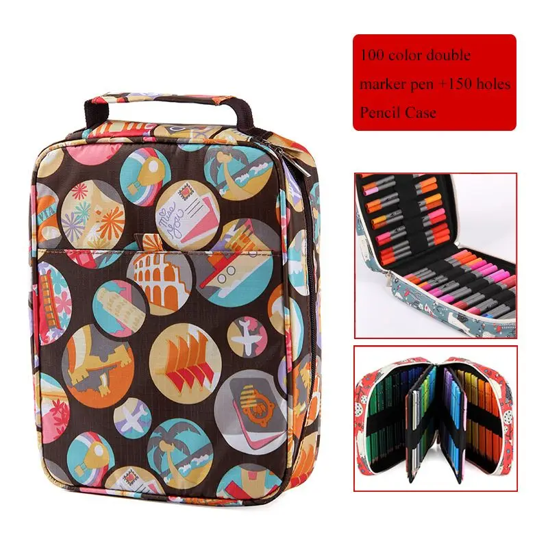 100 and bag TOUCHNEW маркеры для рисования 36/60/100 Цвета художника двойной головой маркерных ручек манги дизайн школьный рисунок эскиз Маркеры Ручка товары для рукоделия - Цвет: 100 and bag