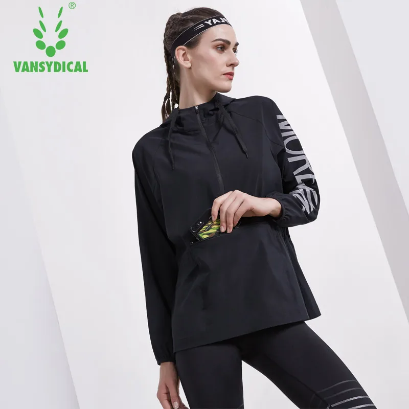 Reflective Letters Sports Running Yoga Jackets Women's Light Weight Half Zipper Hooded Fitness Workout Windproof Sportswear Tops | Спорт и