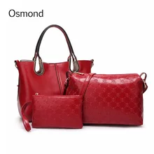 Osmond Flor Bolsa de Crossbody Del Bolso de Hombro de Cuero 3 Unids Set de Mujer de Marca Diseño Único Bolsa Embragues Del Día Bolsos Bolsa Compuesta