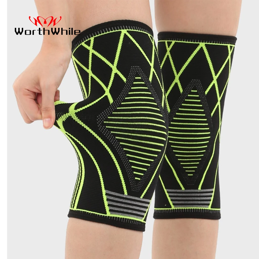 

WorthWhile 1 Pair Elastic Knee Pad Nylon Protector Women Men Basketball Volleyball Kneepad Brace Support Training Fitness Gear