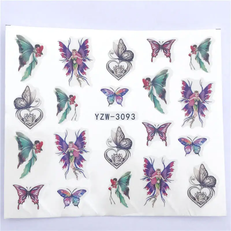 WUF 1 шт. Горячая наклейка для ногтей с черной бабочкой/пауком для красоты водная переводная штамповка для маникюра - Цвет: YZW-3093