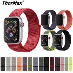 ThorMax новые лямка из нейлоновой ткани нейлон Ремешки для наручных часов Apple Watch группа Спортивная петля 38 42 мм 40 44 браслет iwatch 4/3/2/1