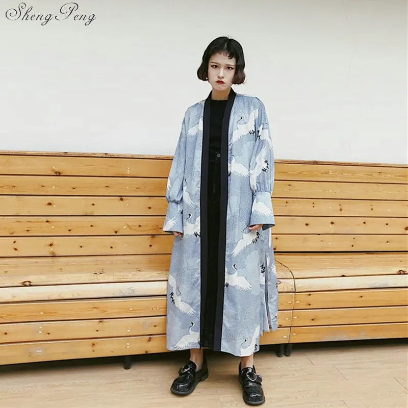 Harajuku стиль bf Свободный длинный кардиган пальто женский японский стиль свободный галстук кимоно кардиган модная блузка для женщин V1398