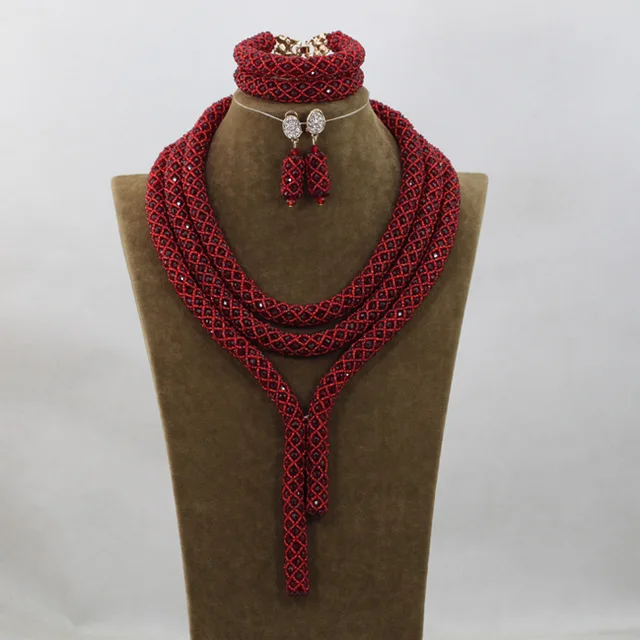 Buy New Wine Red African Beads Jewelry Sets Burgundy