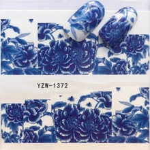 1 шт Лето Бабочка и синий цветок летние изображения наклейки для ногтей искусство Красочные Полный обертывания наклейка на ногти водная кончики