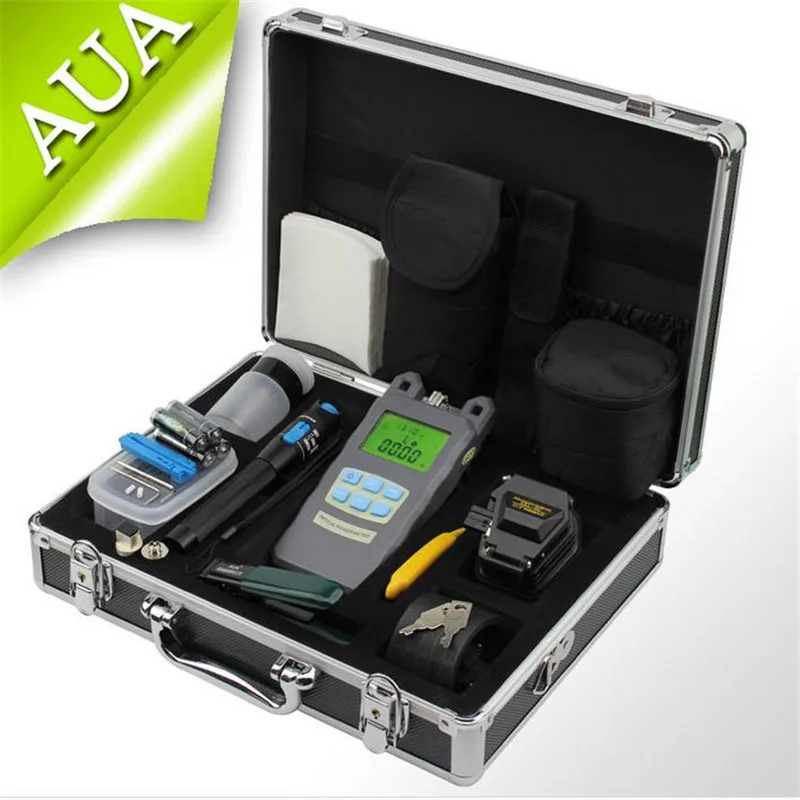 

10pcs/set Fiber Optic FTTH Tool Kit with SKL-6C Fiber Cleaver and Optical Power Meter 1Mw Visual Fault Locator + Stripping Tool