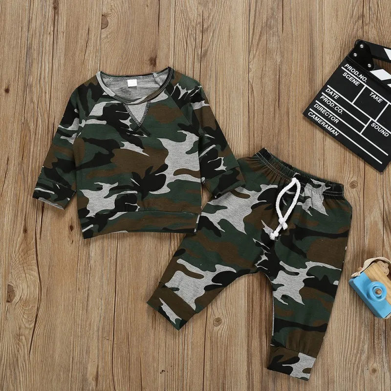

2pcs Children boys Clothing Sets Kids Clothes Baby Boy Long Sleeve T shirt Tops +Camouflage Pants Outfits Autumn Toddler Clothes