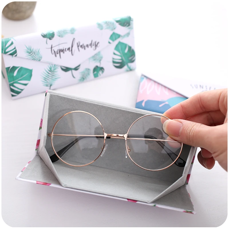 Glasses Case PU Spectacle Fashion Folding Sunglasses Box Bag Portable Triangle Eyewear Protector