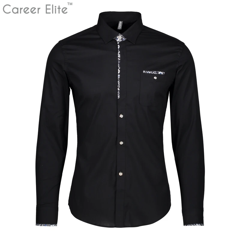 

Mens Shirts Casual Slim Fit 5xl Floral Print Long Sleeve Black Cotton Casual Fashion 2018 Camisas Hombre Manga Larga