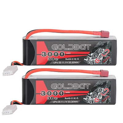 2 единицы GOLDBAT 3000mAh RC LiPo батарея 11,1 V 3S LiPo батарея для rc LiPo 3000mah lipo 30C с t-разъемом для RC Heli дрона автомобиля лодки - Цвет: Deans Plug