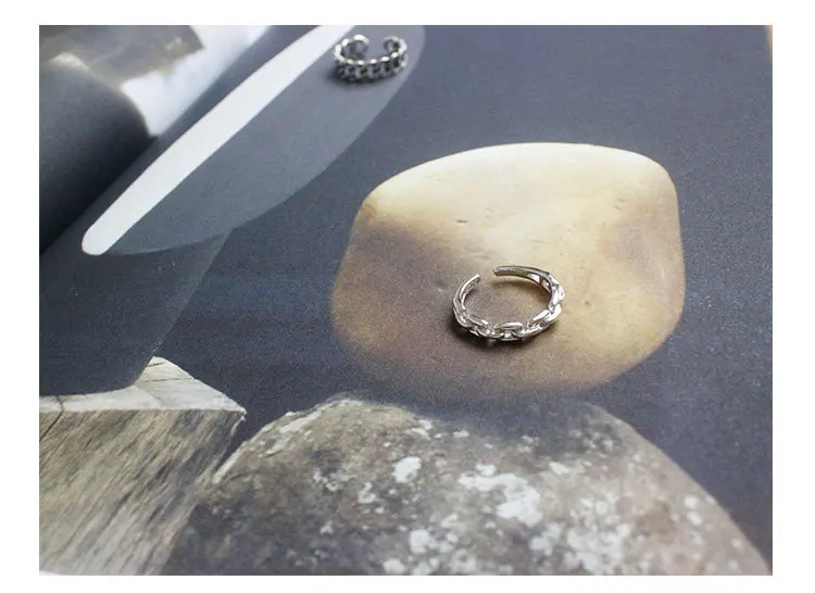Настоящее 925 пробы, серебряные кольца для женщин, минималистичные, изменяемые, простая цепочка, регулируемое кольцо на палец, корейский Штабелируемый браслет
