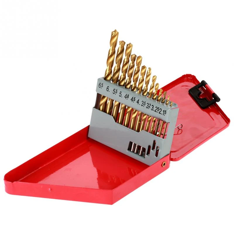 13Pcs/Set Aeloa 1.5-6.5mm HSS Twist Drill Twist Drill Bits Set Tool with Round Handle with Red Iron Box 13Pcs/Set Aeloa 1.5-6.5mm HSS Twist Drill Twist Drill Bits Set Tool with Round Handle with Red Iron Box