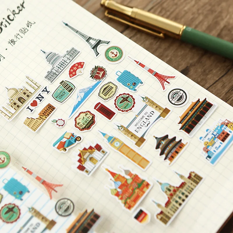 2 pcs/lot Vintage Travel Food PVC paper sticker DIY decoration sticker for album diary scrapbooking planner kawaii stationery lovely my melody kitty little twin stars cinnamoroll pudding dog pvc sticker decoration planner diary phone album index stickers
