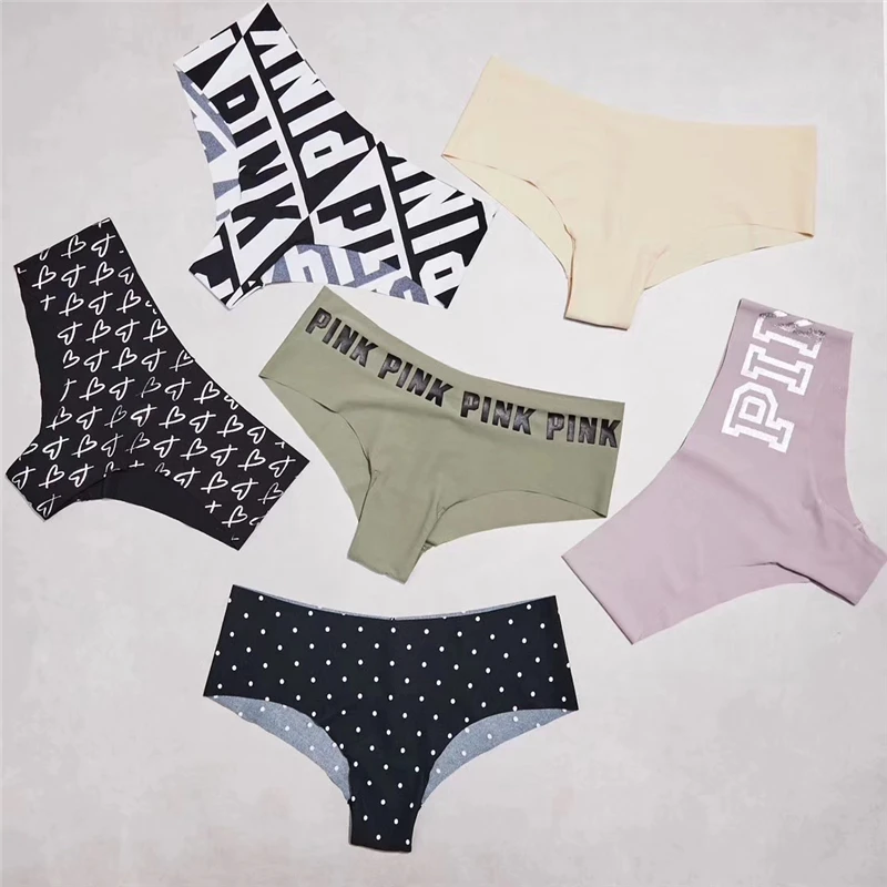 Exclusive new Sexy Seamless Briefs Fashion pink letters printing Women Panties Low Waist Briefs woman Underwear M/L