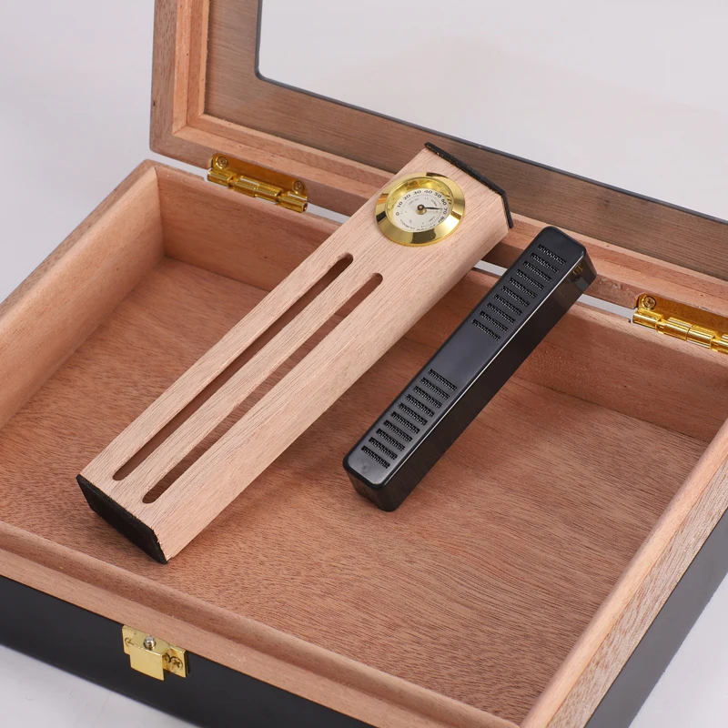 Spain Cedar Wood Cigar Travel Humidor Box Portable Cigar Case Cigar Humidor Cigar Box W/ Humidifier Hygrometer