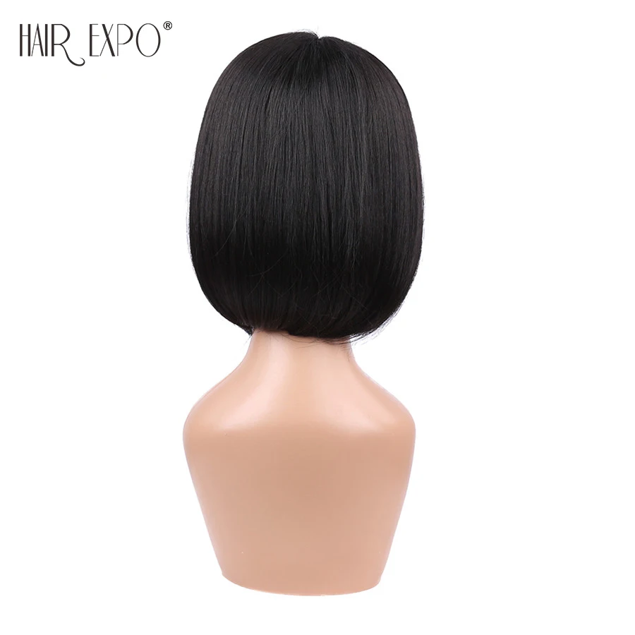 8inch Short Straight Bob Wigs Synthetic Lace Front Wig Heat Resistant Fiber Black Hair Middle Part Lace Wig Hair Expo City