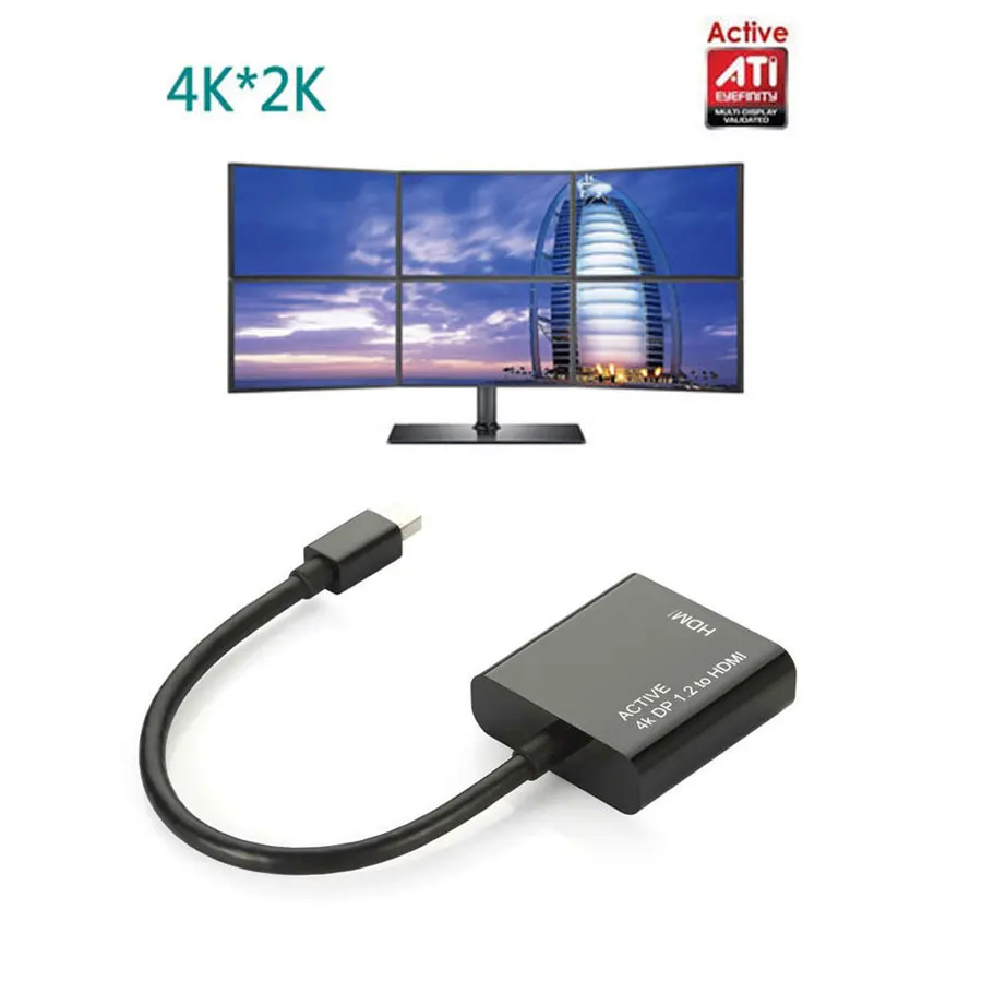 

1 x Active ATI Eyefinity Adapter Mini DP Display Port to 4K HDMI Audio/Video Converter For Macbook Multiple Display Multi-Screen