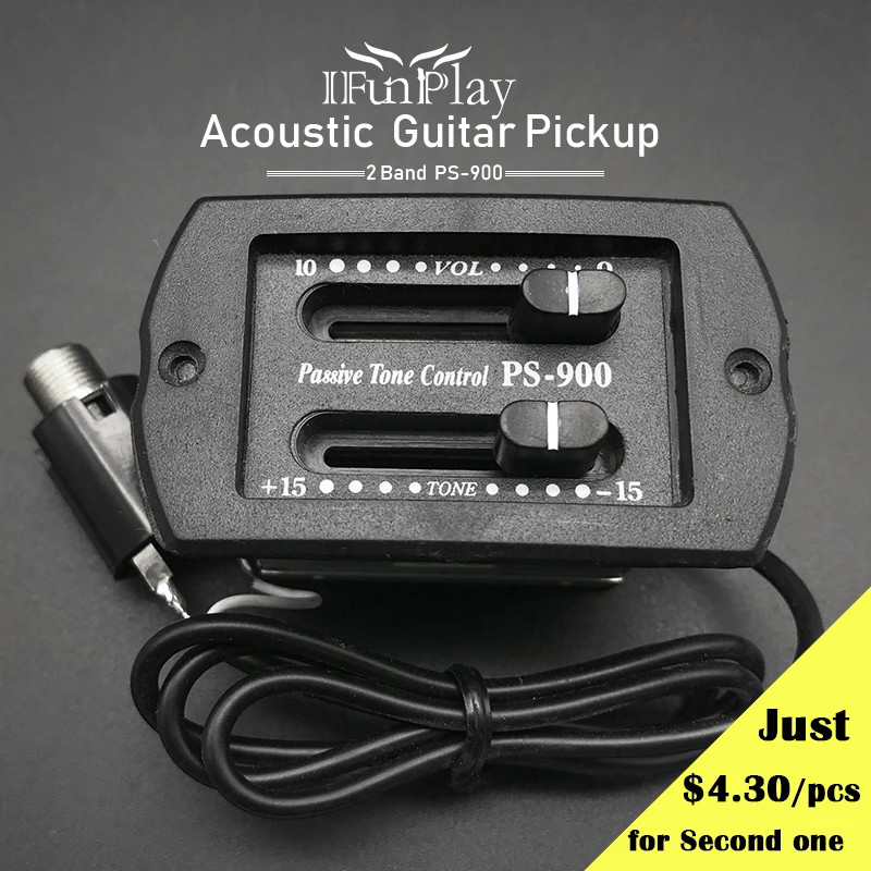 

PS-900 2 Band EQ Guitar Passive Volume Tone Control Piezo Pickup Preamp for Acoustic Guitar Mini Folk Pickups Drop Shipping