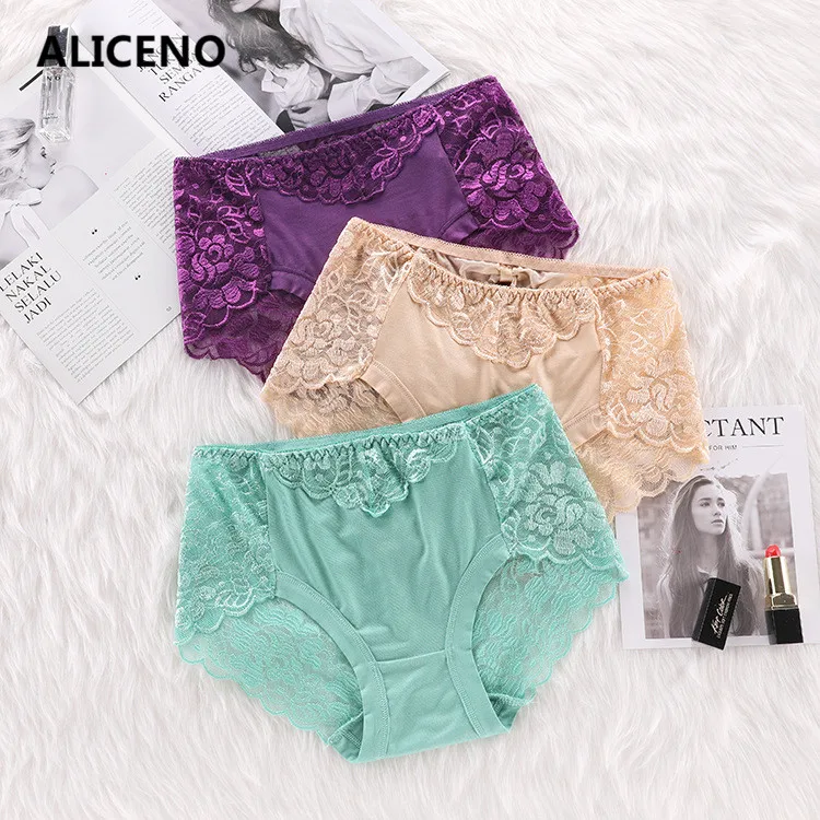 Women Lace Panties Seamless Cotton Panty Hollow Briefs Underwear 3pcs/lot