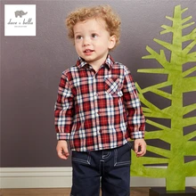 DB4096 dave bella autumn baby boys padded shirt cotton tops baby red plaid shirt infant grid tartan shirt