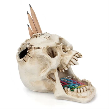 

Unique Halloween Horror Head Office Desktop Stationery Organizer Horrible Stiletto Skull Face Pen Holder Halloween Cup Gift