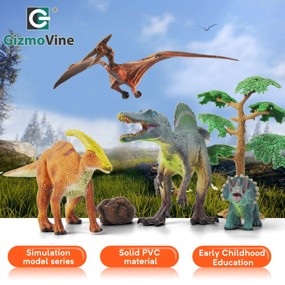 

GizmoVine 6pcs Park Dinosaur Model Toys For Kids PVC Simulation Animals Sets For Child Dragon Action Play Figure Toys For Baby