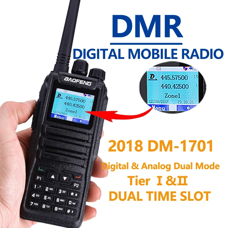 Baofeng цифровой DM-1701 двухканальные рации Tier 2 Dual Time slot двухдиапазонный двухсторонний радиоприемник DMR Ham любительская радиостанция КВ трансивер