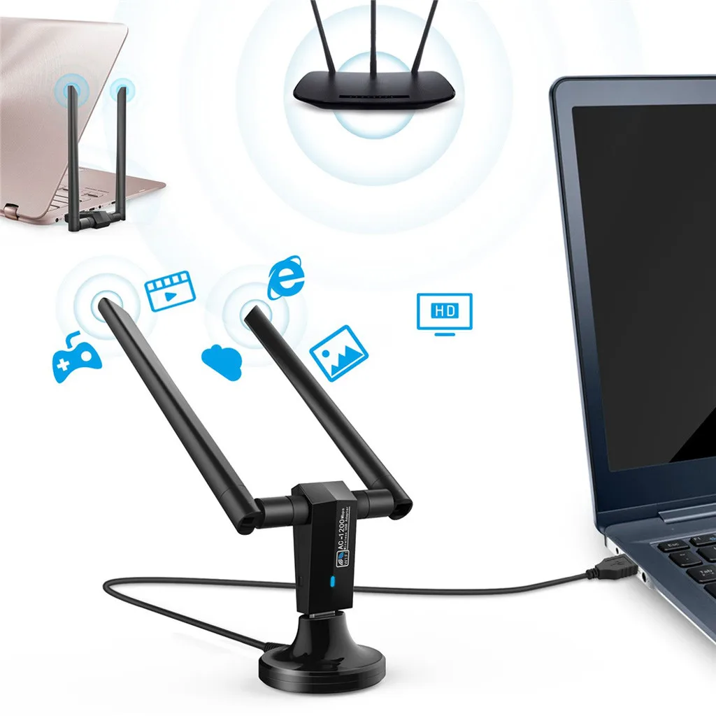 Двухдиапазонный Wi Fi адаптер 1200 Мбит/с 2 4 ГГц/5 ГГц беспроводной USB 3 0 антенна 802.11AC