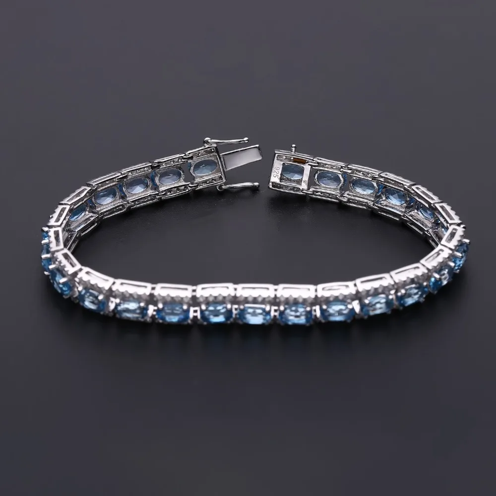 GEM'S BALLET 16.8Ct натуральный Швейцарский Голубой Топаз браслет из серебра 925 пробы браслеты для женщин Свадебные ювелирные изделия