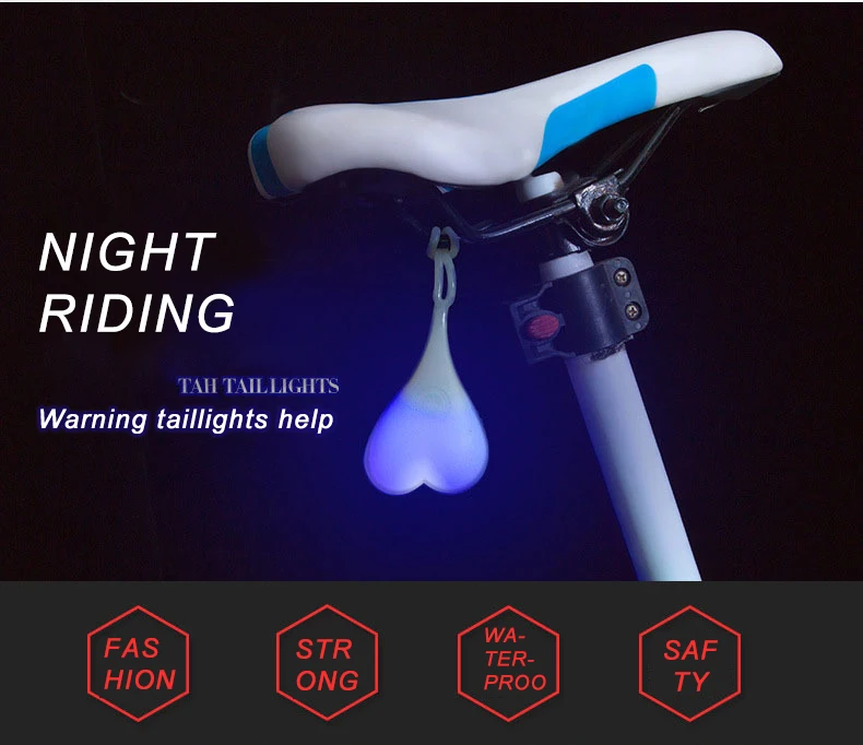 Cycling Balls Tail Silicone Light Creative Bike Waterproof Night Essential Bicycle heart mountain bike night riding egg light