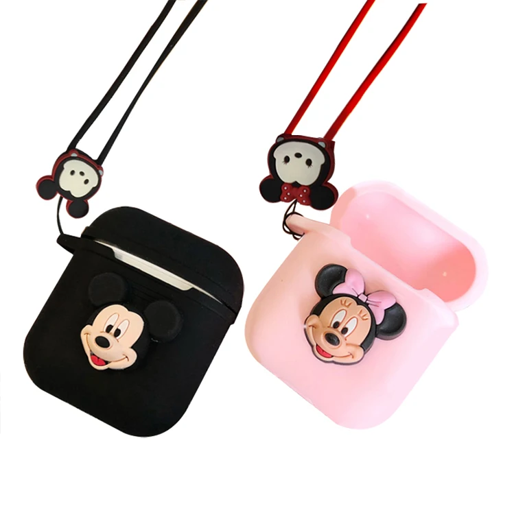 

3D Cartoon Soft Silicone Case For Apple Airpods Shockproof Cover For Apple AirPods Earphone Cases Cute Protector Case With Strap