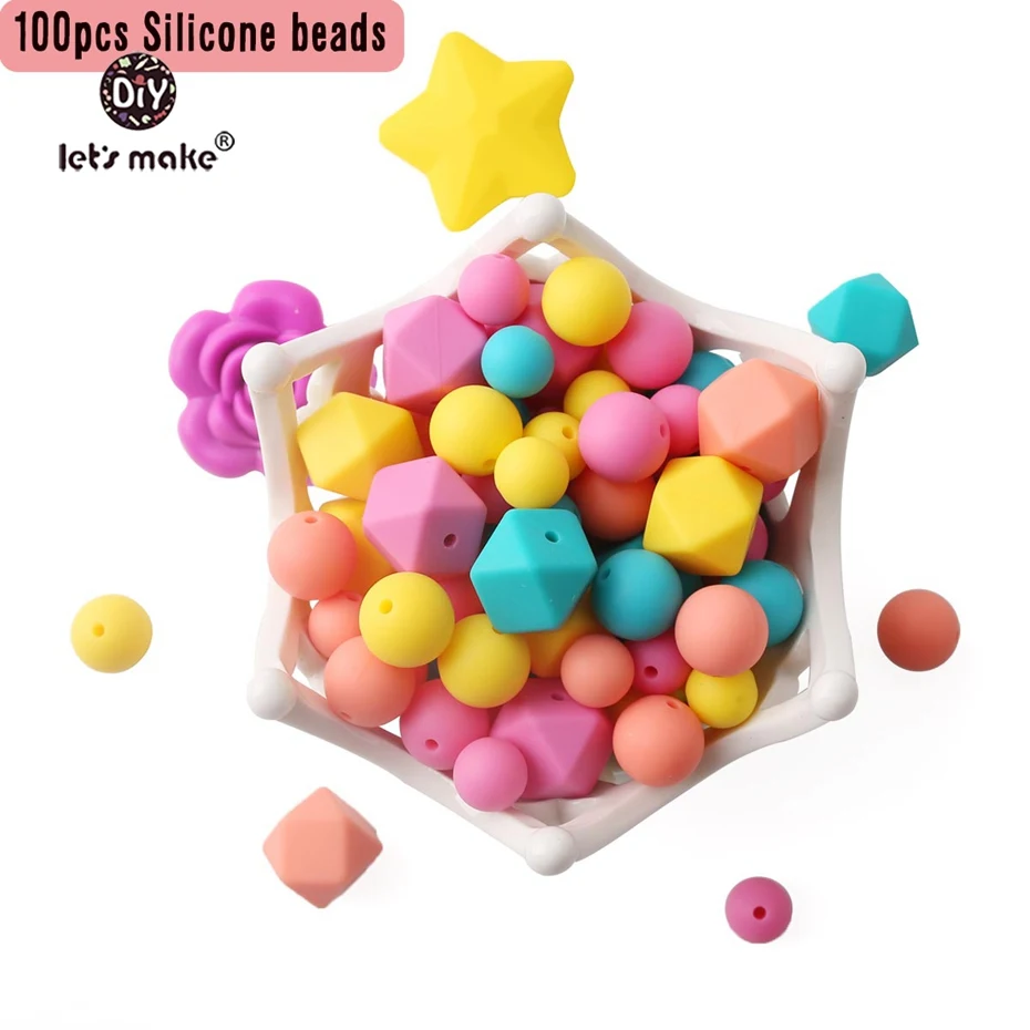 

Let's make 1set Baby Silicone Accessory Colorful Silicone Beads DIY Jewelry BPA Free Making Jewelry Necklace Bracelet Beads