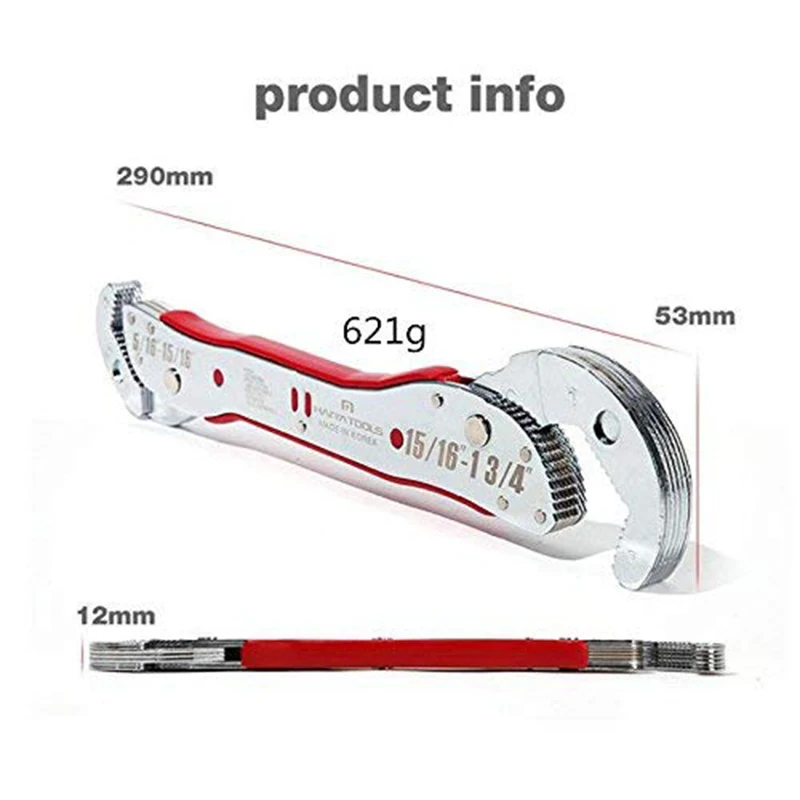 2REIZ 9-45mm Double Head Magic Wrench Universal Adjustable Key Multi Function Pipe Torque Spanner Plumbing Nut Grip Repair Tool