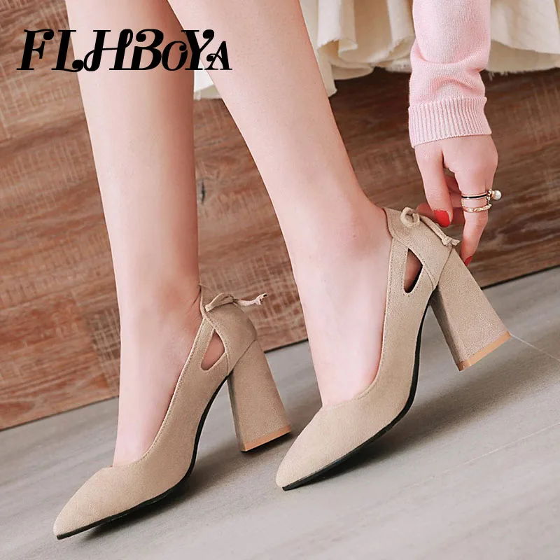 

2018 Fashion New Square heels Elegant Pointed Toe Women Pumps Mary Janes Shoe Woman High Thick Heel Office Ladies Pumps Big Size
