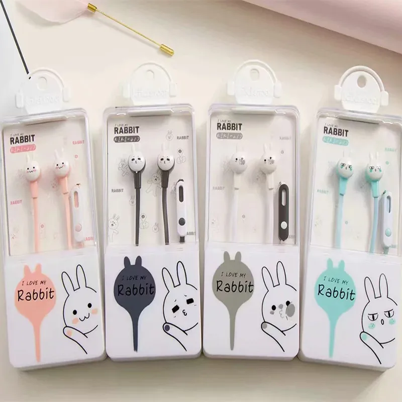 CHICLITS Cute Rabbit Earphone Cartoon In Ear 3.5MM Stereo Music Pink