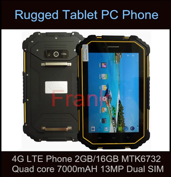  Original Rugged Tablet PC waterproof IP68 4G LTE Cell Phone 2GB RAM 16GB ROM  MTK6732 Quad core 7000mAH 13MP Dual SIM Card GPS 