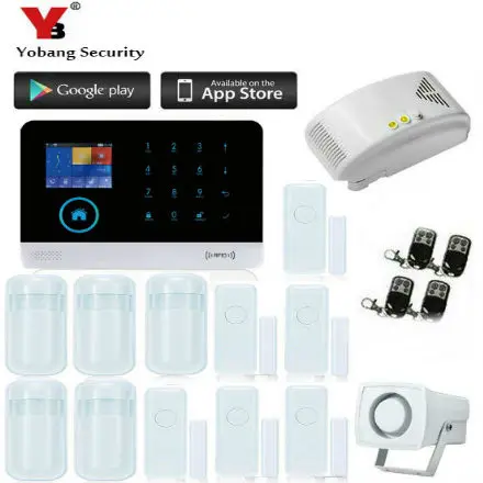 

YobangSecurity wireless zones app control Wifi GSM Gprs alarm system with Touch Screen home alarm system PIR Motion Senson