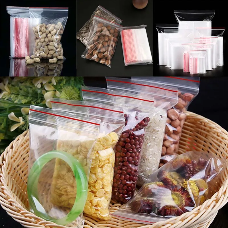 

100 Pcs Plastic Ziplock Bags Jewelry Small Ziplock Bag Food Packaging Zip Lock Bags Clear Fresh-keeping Dustproof Reclosable