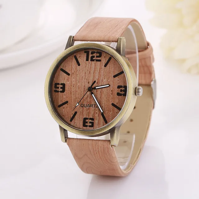 Susenstone Wooden Quartz Women Watches Men Casual Wooden Color Leather Strap Wat Susenstone Wooden Quartz Women Watches Men Casual Wooden Color Leather Strap Wat