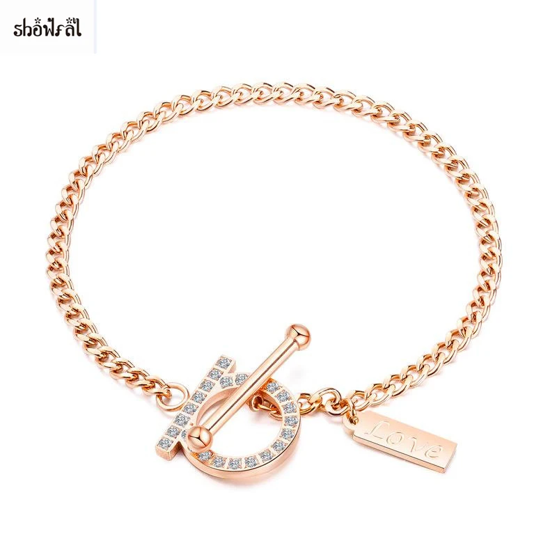

Stainless Steel Bracelets Woman Silver Rose Gold Bangle Luxury Brand Jewelry Women AAA Cubic Zirconia Bracelet with Inscription
