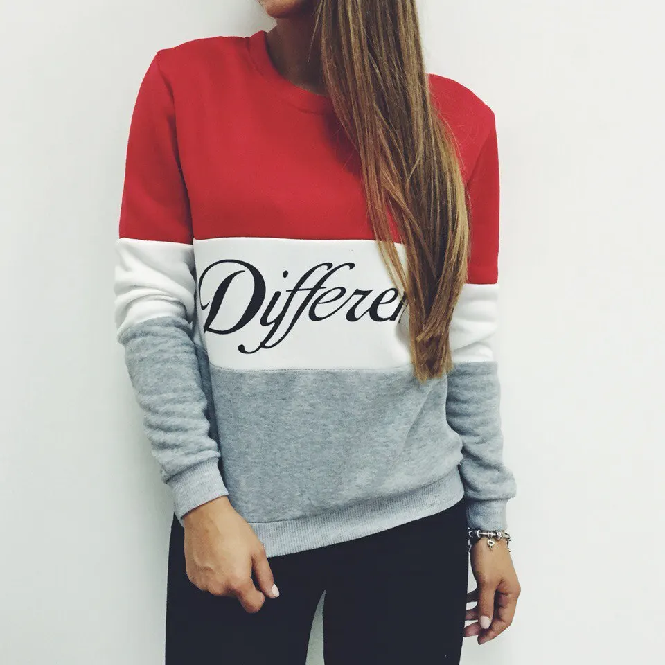 

XUANSHOW 2018 Women Pullover Autumn Hoodies Letters Different Printed Mix Color Casual Fleece Sweatshirts Sudaderas Mujer