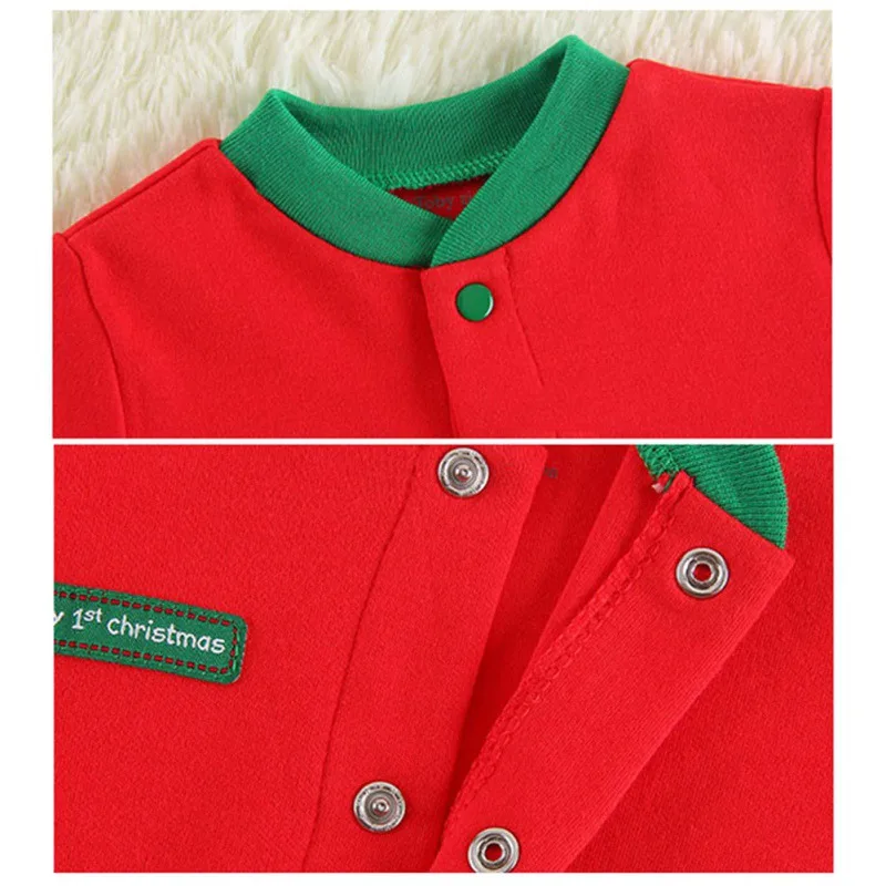 2018 Christmas Baby Boys G irls Footie Red My First Christmas Elk Footie Newborn Baby Long sleeves Holidays Clothing