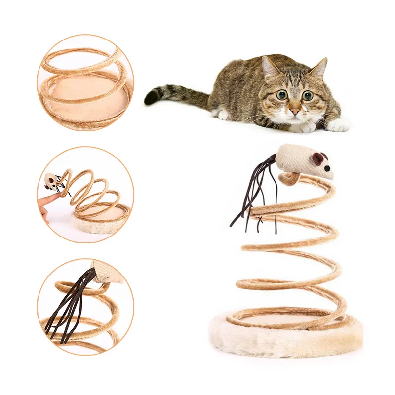 

New Pet Plush Toys For Cats Interactive Plush Spring Plate Funny Cat Training Toy Games Pet Cats Mouse Goods Plate Cat Supplies