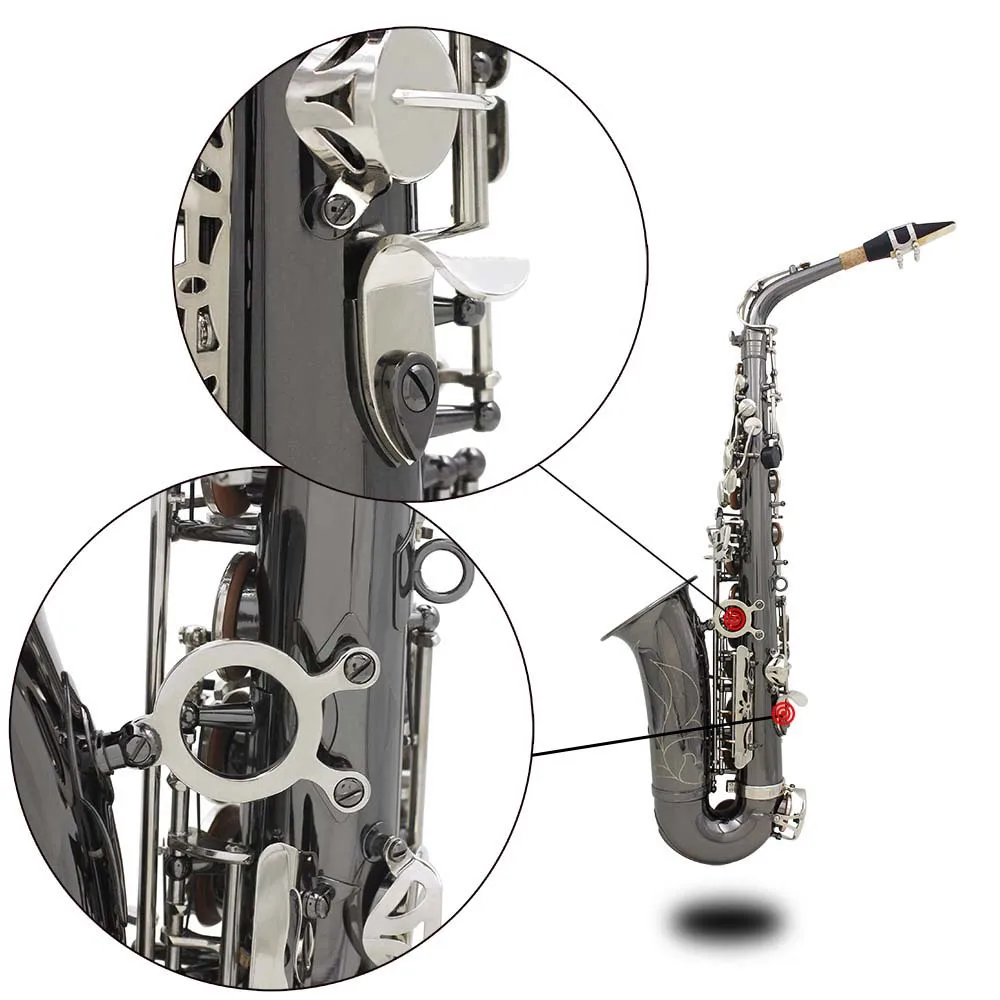 Профессиональный латунный изгиб Eb E-flat альтсаксофон, саксофон черный никелированный обшивка ключей оболочки с чехлом