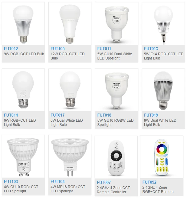Milight 2 4G светодиодный светильник MR16 GU10 E14 E27 умный 4 Вт 5 6 9 12 CCT/RGBW/RGBWW/RGB + CCT