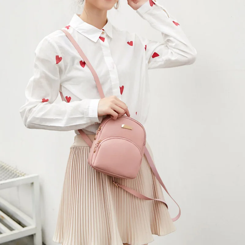 

2019 New Sweet Candy Color Small Backpack Students Mini Travel School PU Bag Multifunctional Bags LBY2019