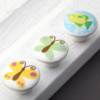 

Animal Handles Children's Door Knobs Butterfly Fish Knob Ceramic Dresser Pulls Knob Drawer Pulls Cabinet Knobs Decor