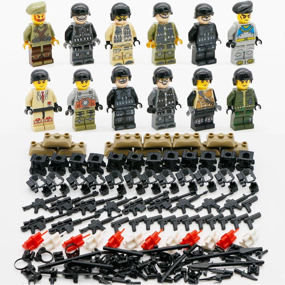 

Military Building Blocks WW2 SWAT Army Soldier Figures Weapon Gun Accessory Mini Set Bricks Toy Compatible Military German parts